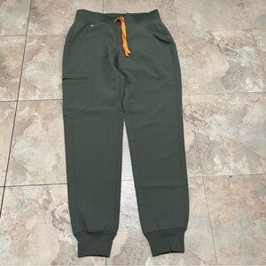 Figs Women’s Olive Joggers with Orange Accent